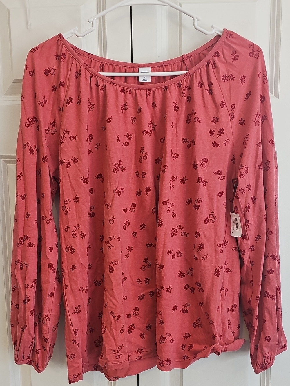 Old Navy Rose Pink Floral Long-Sleeve Top
